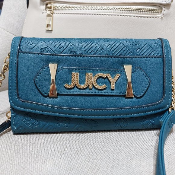 JUICY COUTURE HANDBAG WALLET With Long Crossbody Handbag Gold Chain - Picture 3 of 13